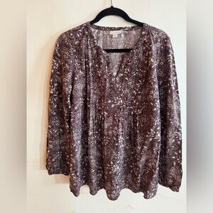 PureJill Purple Blouse Women’s M Popover Prairie Holiday Boho Career Paisley